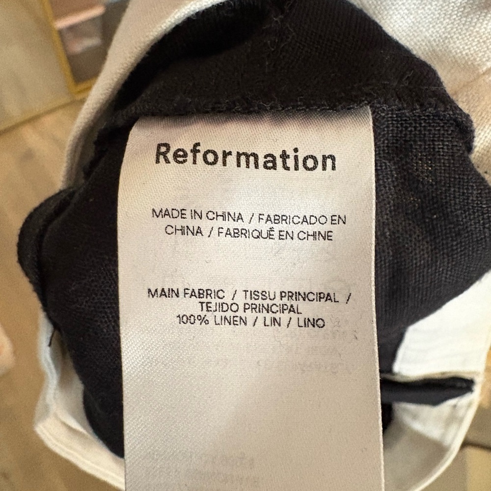 Reformation Robbie Linen Top Size 4 LIKE NEW Black/White - Picture 8 of 8
